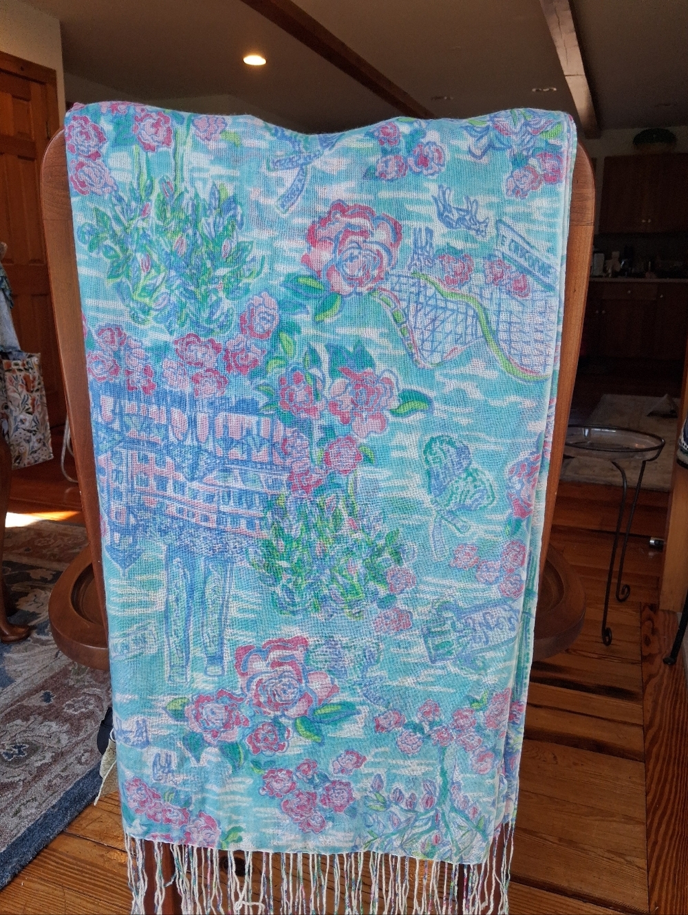 Lilly Pulitzer Murfee Scarf "Lilly Loves Hershey" Silk/cashmere VHTF NWOT